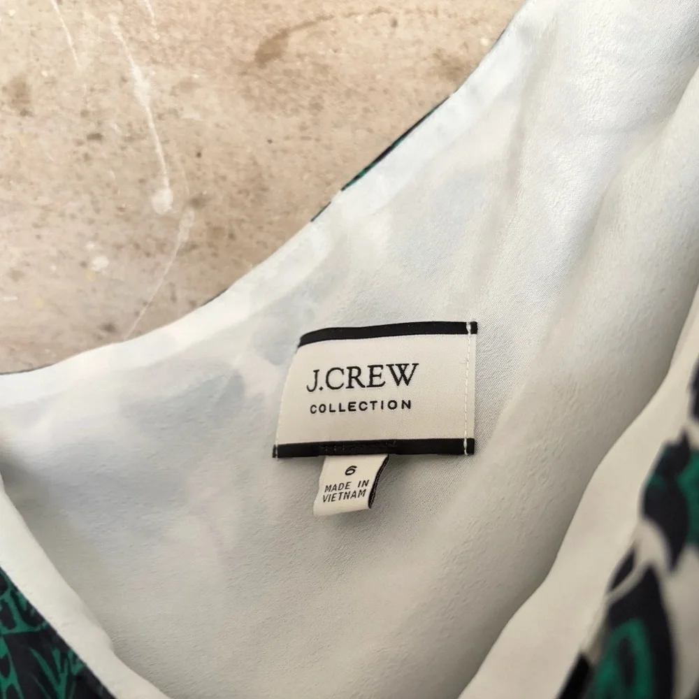 J Crew Collection One-Shoulder Ruffle-Hem Dress in Emerald Floral